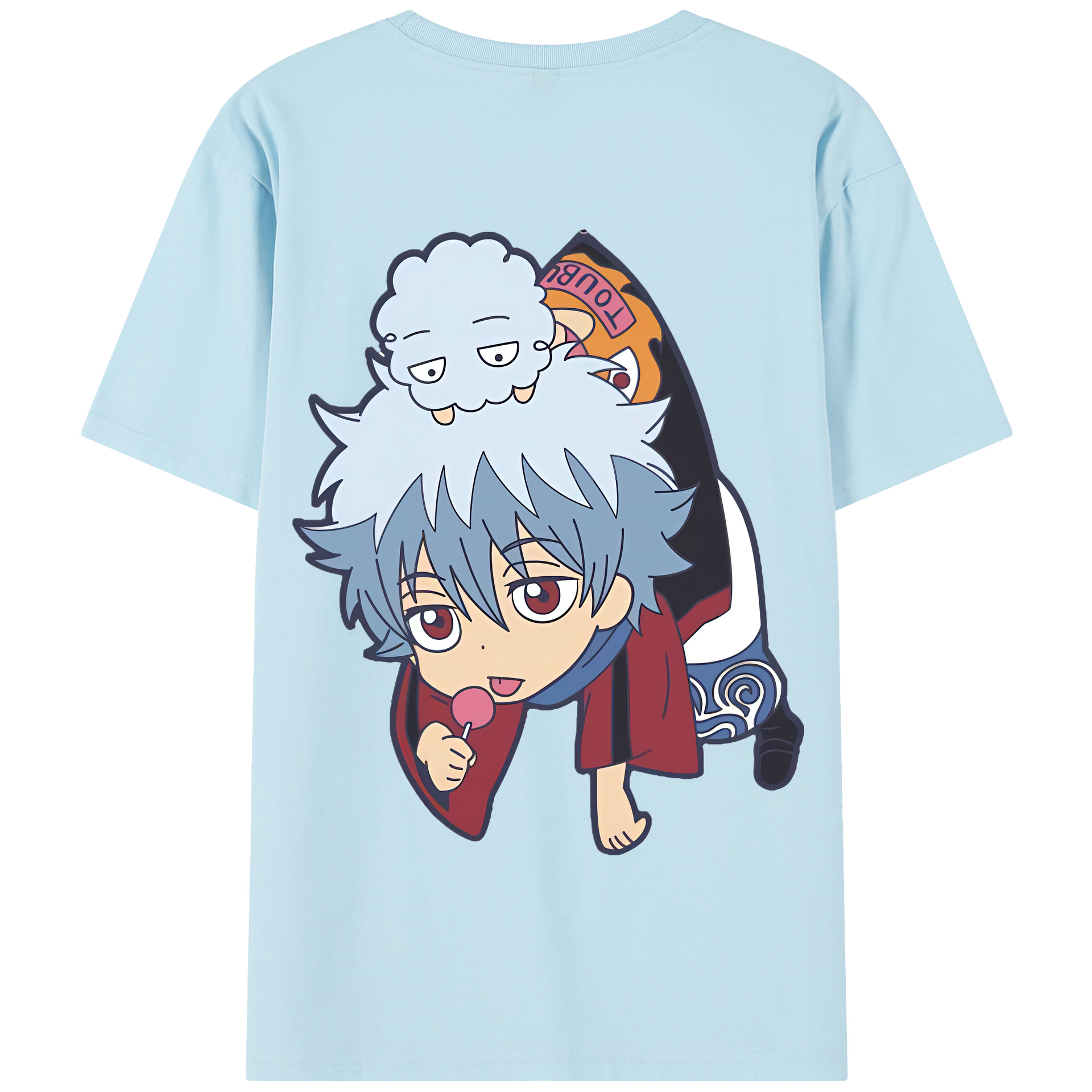 （画像用） ぎんたま 坂田銀時（さかたぎんとき） 神楽 志村新八（しむら しんぱち） GINTAMA Sakata Gintoki Kagura Shimura Shinpachi 綿100％半袖Tシャツ（背面プリント）